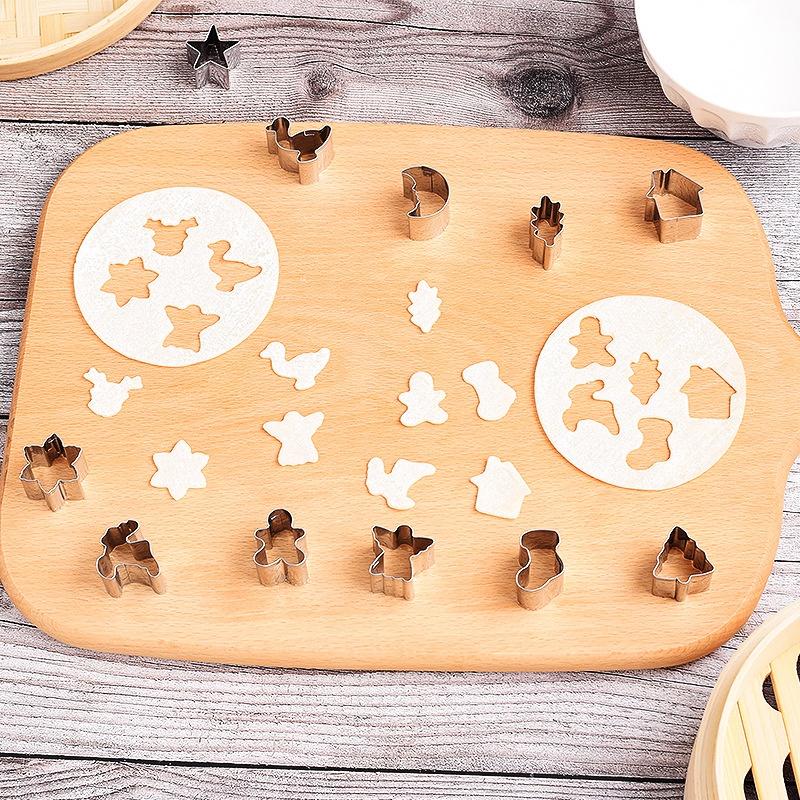 DIY 20 Stück/Set Mini Edelstahl Keksausstecher Keksform Weihnachts Hirschkopf Schneemann Formen Werkzeuge Fondant Lebkuchenmann