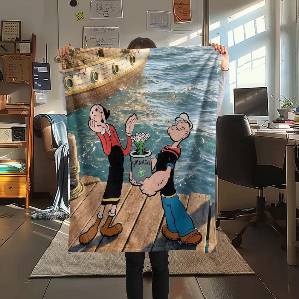 Popeye the Sailor Flannel Blanket, High quality Comfortable for All Seasons, Home Decor, Warmth and Comfort