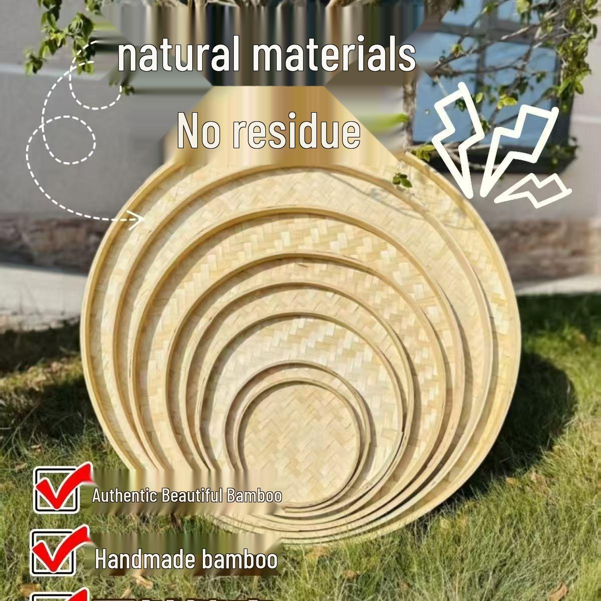 

Hand-Woven Bamboo Round Winnowing Basket for Drying and Household Use Diameter 30CM [Upgraded Edges, Burr-free]