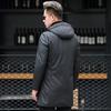 Winter Casual Men's Jacket Business Gentleman Hooded Zipper Jacket Thickened Warm Middle-aged Leather Down Jacket