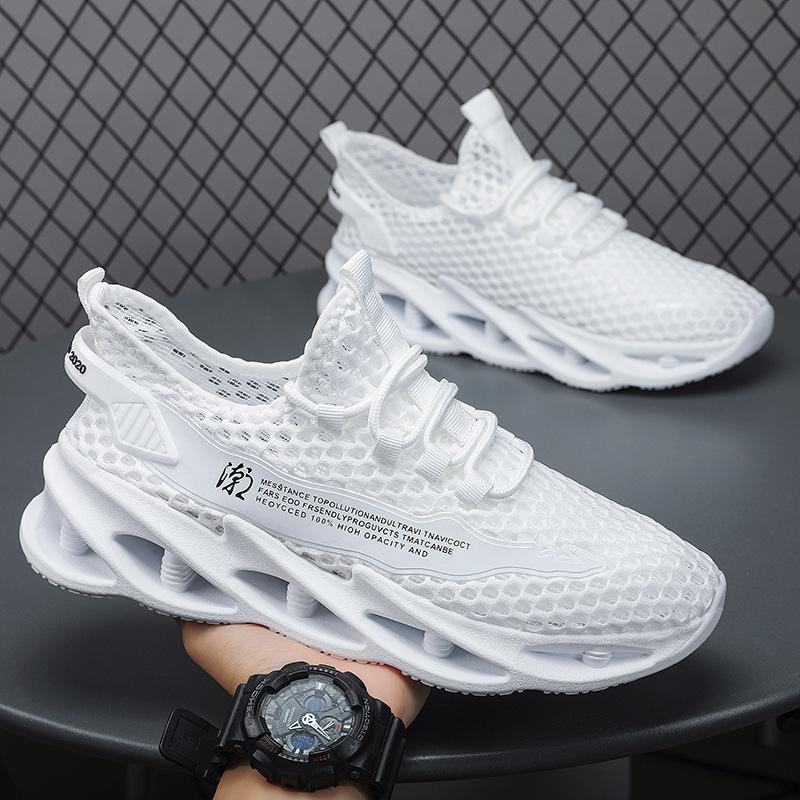 Men's shoes summer hollow mesh breathable deodorant thin mesh shoes men's casual sports lightweight shock absorption running shoes