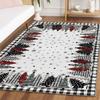 VIKAMA Kerst Sneeuwvlok Vloerkleed Rood Zwart Buffalo Plaid Wasbaar Antislip Anti Slip Tapijt Slaapkamer Woonkamer Woondecoratie