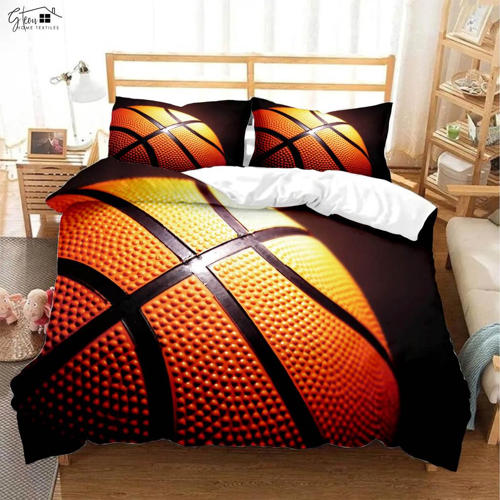 Ognisty Koszykówka 3D Drukowany Poszwa na Kołdrę Miękka i Wygodna Poszwa na Kołdrę Poszewka na Poduszkę Zestaw Pościeli 3 Sztuki
