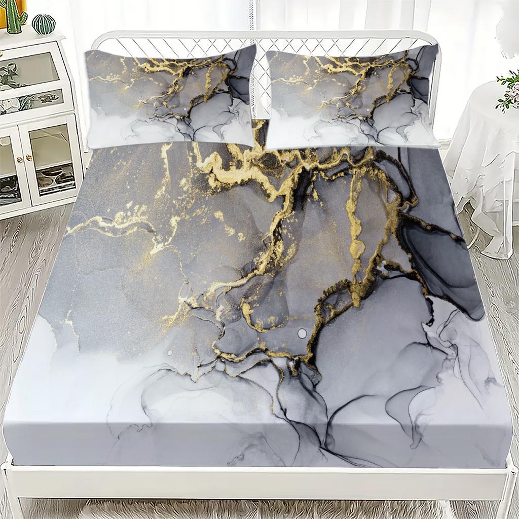 3D Fitted Sheets Marble pattern Bedding Printed With Elastic Mattress Cover And Pillowcase Custom 180x200cm Boy Kids Decor