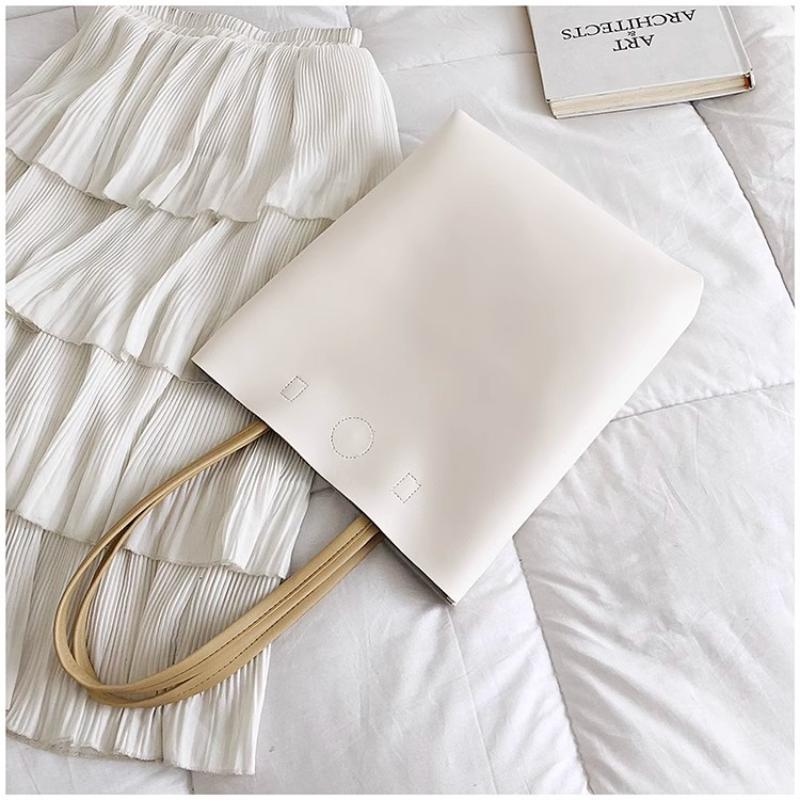 Korean Simple Solid Color Shoulder Bag Large Capacity Commuter Tote Bags Ladies Pu Leather Handbags For Women Gifts