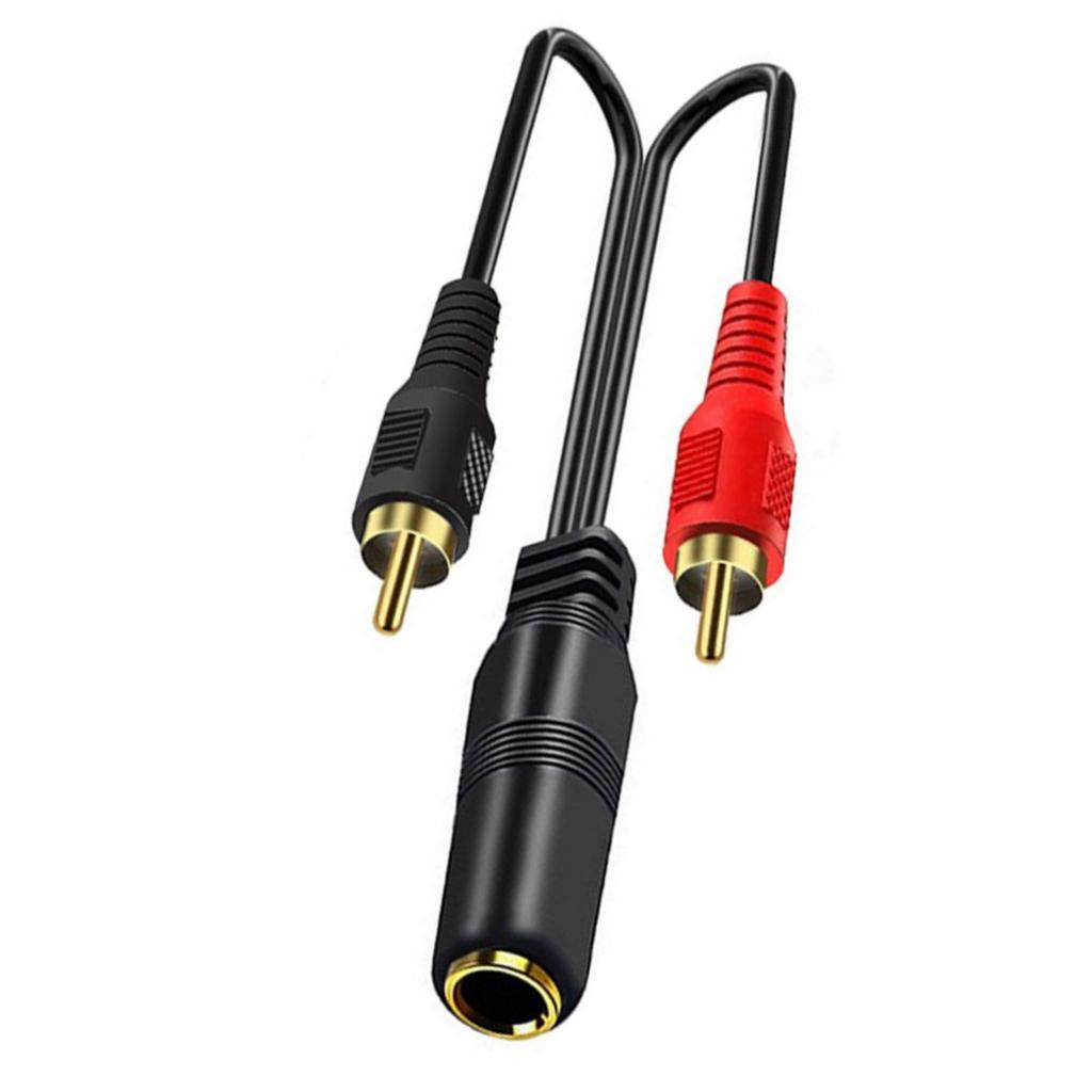 Durability 6.35mm TRS to 2RCA Adapter Cable 2RCA Male Stereo Audios Adapter for High Fidelitys Sound Systems Speakers
