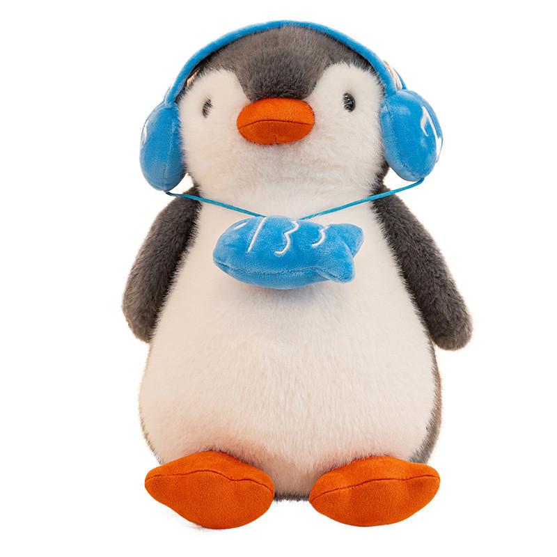 Earphones Penguin Fish Plush Toy Animal Cartoon Doll Can Be Shaped Concave