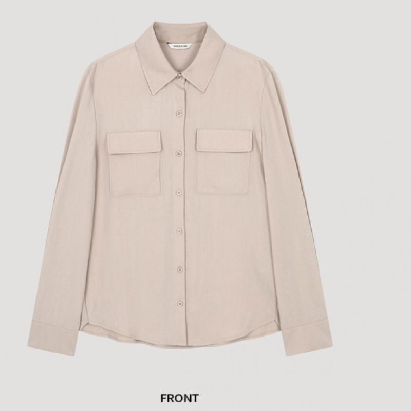 [shs Miss] Cămașă de bază cu buzunar cu clapetă Swwsto11060