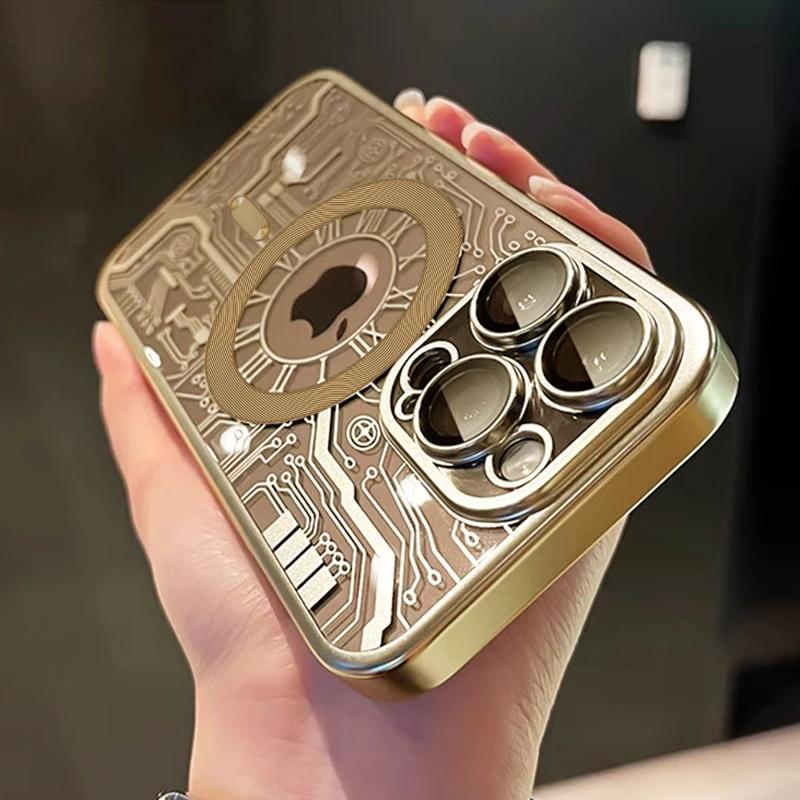 

Прозрачные ударопрочные магнитные чехлы с гальваническим покрытием для iPhone 15 14 13 12 11 16 Pro Max Plus Case Magsafe Беспроводная зарядка Чехол For iPhone 14 Pro