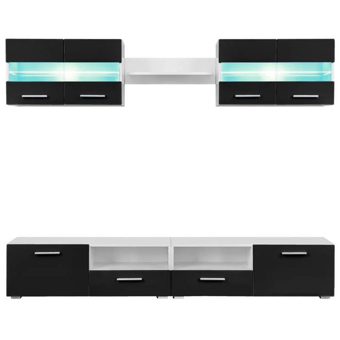 VidaXL Ensemble Mural pour TV avec Lumières LED 5 pcs, Armoire de Télévision avec Étagère, Meuble Télé de Salon Intérieur, 246028