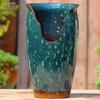 Large Handmade Coarse Pottery Succulent Flower Pot with Shallow Cut Opening