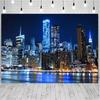 New York Manhattan Night Skyline Tapestry, Aesthetic Wall Hanging for Bedroom & Dorm