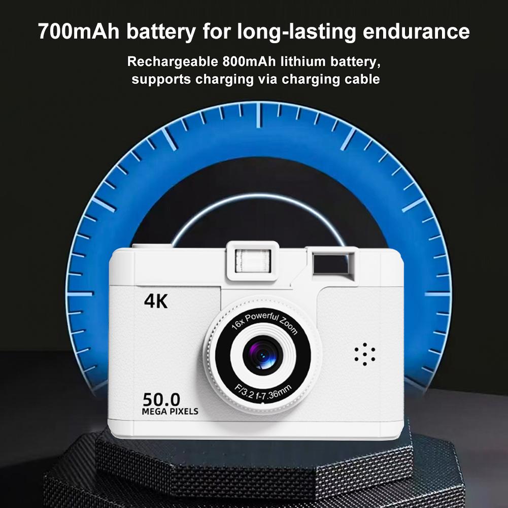 M16 New CCD 16x Zoom HD Digital Camera Dual Lens Retro Mini Camera 50 Million Pixels 2.4IPS HD Screen Portable Compact Camera