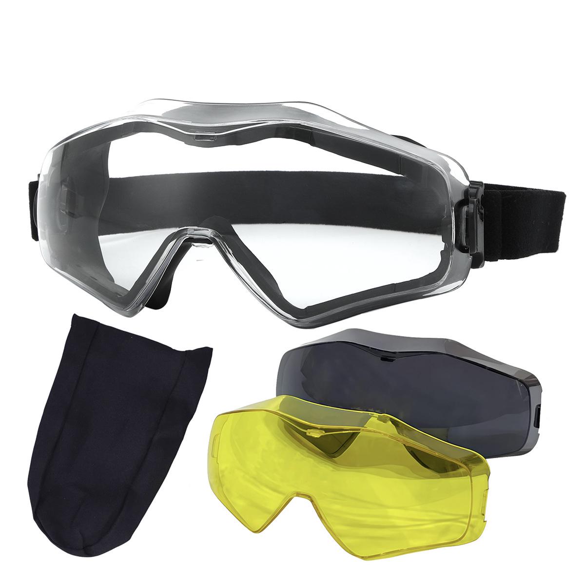 

Ударопрочные очки-маска ANSI Z87.1, надеваемые поверх очков, с устойчивой к царапинам сменной линзой, защитой от запотевания и УФ-защитой. Black Orange Clear Lens