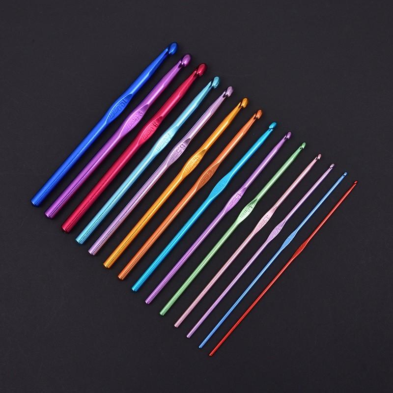 

14PCs Colorful Alumina Single-Head Crochet Knitting Tool Sweater Needle Weaving Hook Needle Set