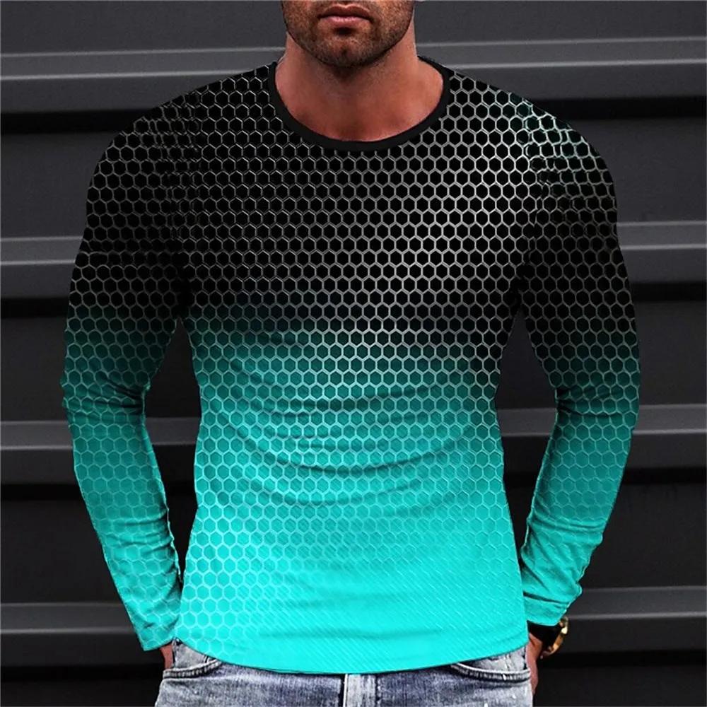 2024 Men'S Long Sleeve T-Shirts Harajuku 3d Print Graphic Men Oversized Clothing Fashion Street Tees Shirt Casual O Collar Tops