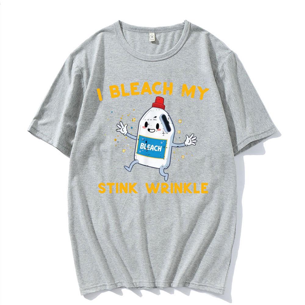 Retro I Bleach My Stink Wrinkle Funny Joke Humor Rude Gift T Shirts Men Women High Street Oversized Tshirt Summer Tops Tshirts