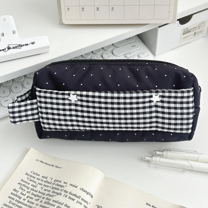 1Pcs Large Capacity Student Pencil Eraser Ruler Organizer Korean Pencil Case Ins Aesthetic Causal Stationery Tote Bag