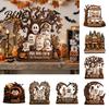 Retro Style Holiday Props Halloween Ghost Family Wooden Plaque Pumpkin Couple Tabletop Sign Gifts for Farmhouse Home Ornament Tiered Tray