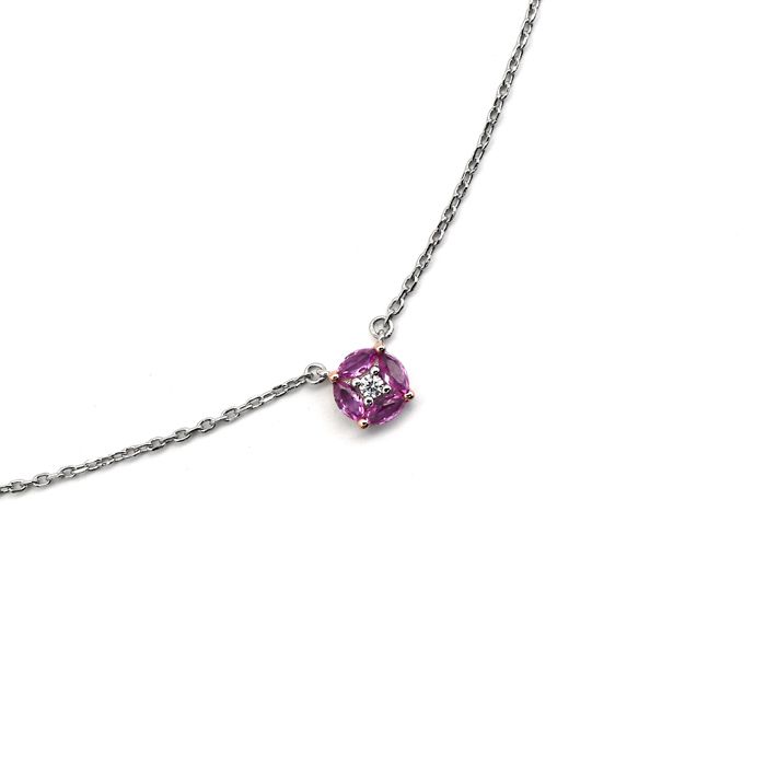 Collier Luxenter en argent 925 et zircon rose finition en rhodié - Siankho
