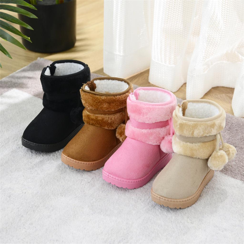 Children's Shoes, Fur Ball Snow Boots, Thick Children's Boots, Warm Cotton Shoes