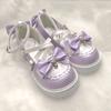 Lovely Girls Lolita Sweet Bowknots Platform Shoes,Students Cute Small Bell Heart Shaped Straps Flat Elevator Shoes Mary Janes