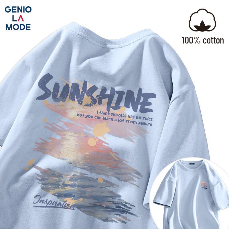 GENIOLAMODE Pánské ležérní tričko s krátkým rukávem z čisté bavlny