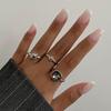 Grey  Geometric Ring Women Minimalist Design Silver Color Square Finger Rings Asymmetrical Zircon Daily Wear Jewelry