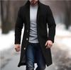 Mittellanger Wollmantel für Herren 2024: Europäischer & Amerikanischer Stil, Schmal geschnittener Anzugkragen, Winter-Windbreaker
