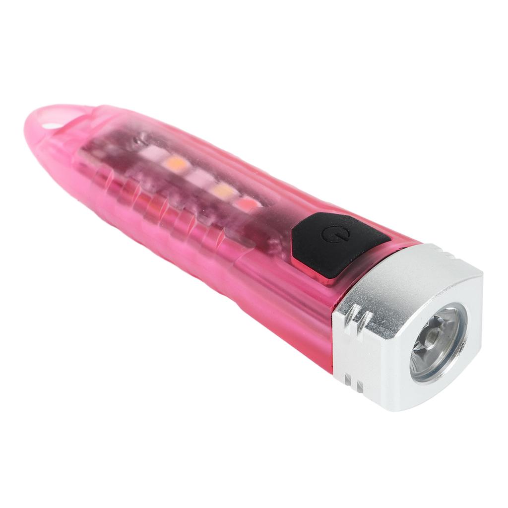 Portable Mini Keychain LED Light Torch Rechargeable IPX6 Type C Small Outdoor Keyring Flashlight 400LM Transparent Pink