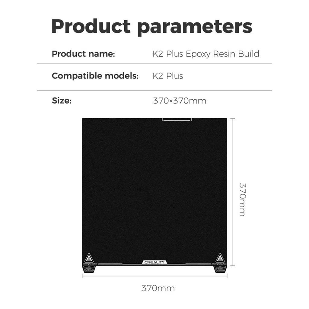 Creality K2 Plus Epoxy Resin Build Plate 3D Printer Print Platform W Excellent Adhesion High Flatness Wear Resistance 370*370Mm
