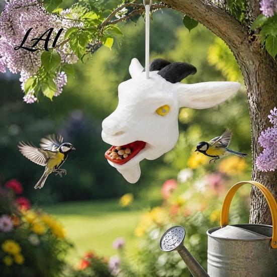 Hamster Hedgehog Guinea Pig Feeder Sheep Head Squirrel Feeder Weather Resist Outside Hanging Ornament Durable Plastic Station with Rope Wildlife