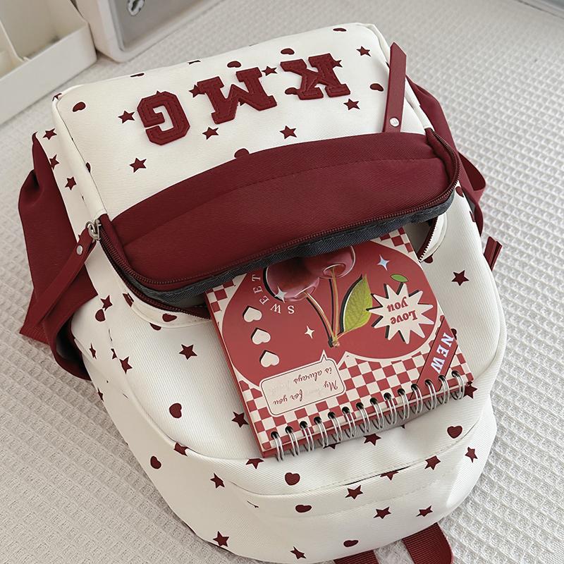 Children's Small Backpack Color Block Stars Print Student Schoolbag