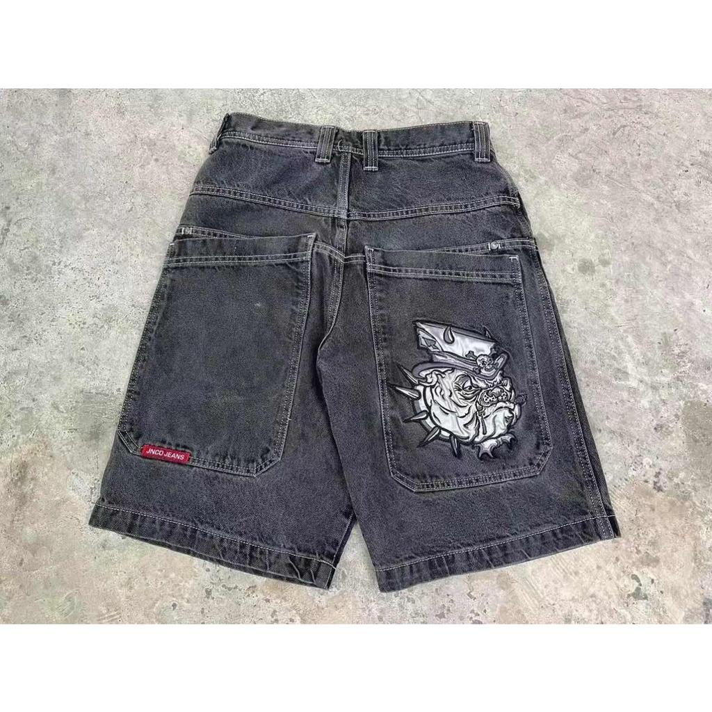 DRIPX Pantaloncini Larghi Y2K Tasche Americane Stampa Denim Pantaloncini da Palestra Anni 2000 Vintage Streetwear Hip Hop Uomo Donna Pantaloncini da Basket