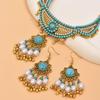 2025 New Design Boho Style Turquoises Bridal Necklace Earring  Sets Suitable For Woman Wedding Party Gifts