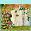 Exquisite Guirlanda de Folhas de Hera com Flores de Rosa de Seda Falsas de 2,4m de Comprimento Para Casamentos