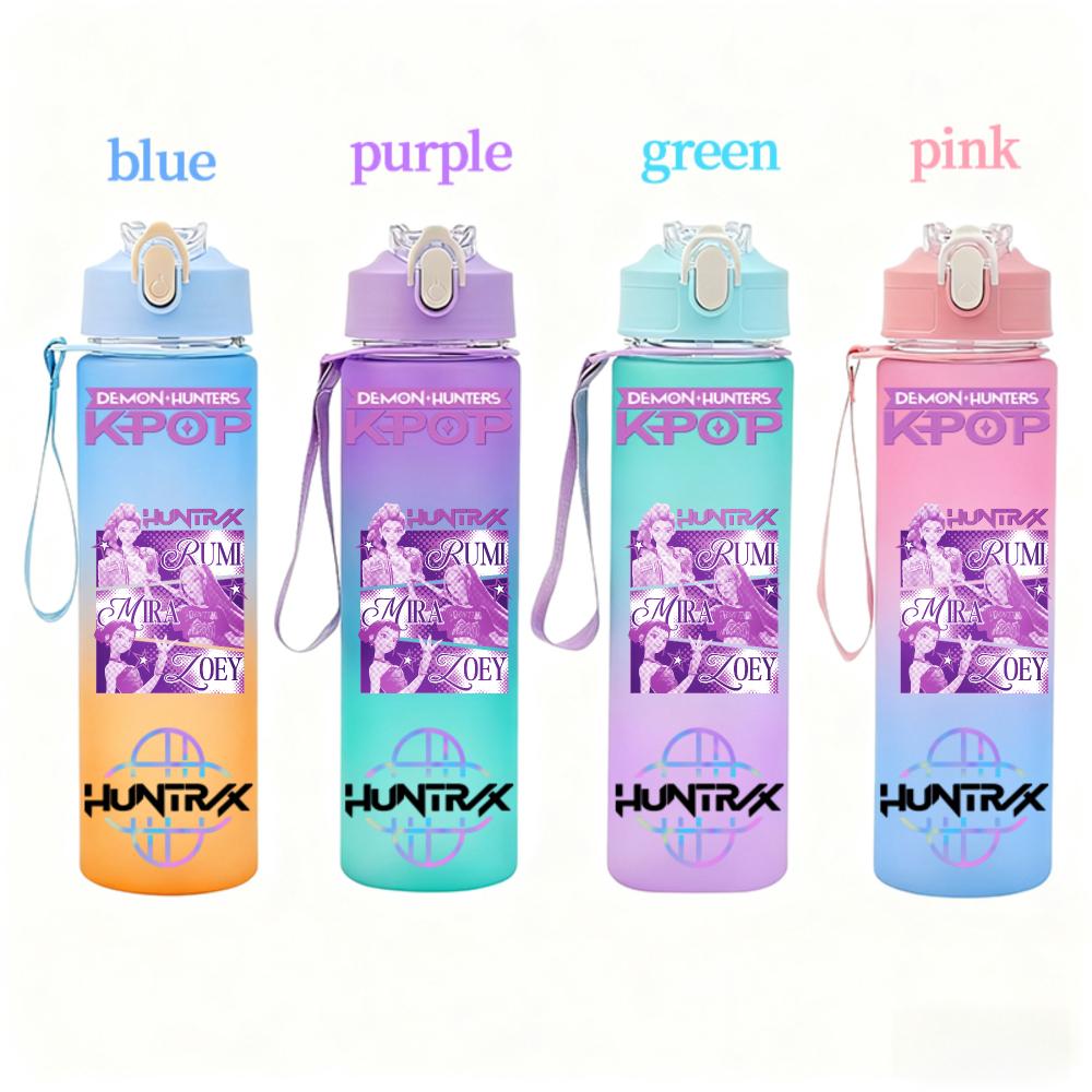 KPop Demon Hunters Gradient Water Bottles Student Adult Drinking Cup Portable High-capacity Outdoor Drink Bottle Gift 750ML Kid Friendly Entertaining