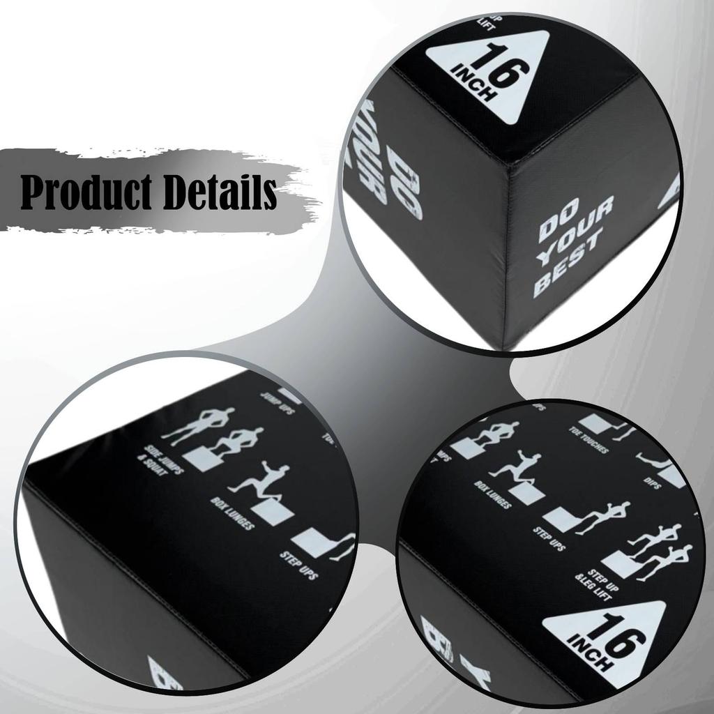 3 in 1 Plyometric Jumping Box Versatile Step for Gym Exercise Workout 50x40x35cm