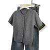 Autumn and winter new fashion short-sleeved knitted cardigan women's versatile crew neck button sweater jacket platform supply chain