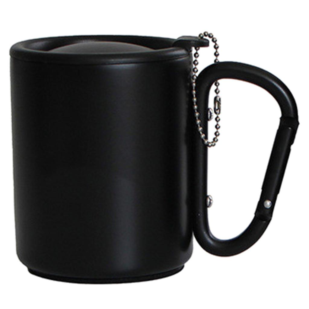 Outdoor Camping Mug Travel Coffee Cup Insulated Mug with Carabiner Handle & Lid Portable Picnic Water Mug Durable