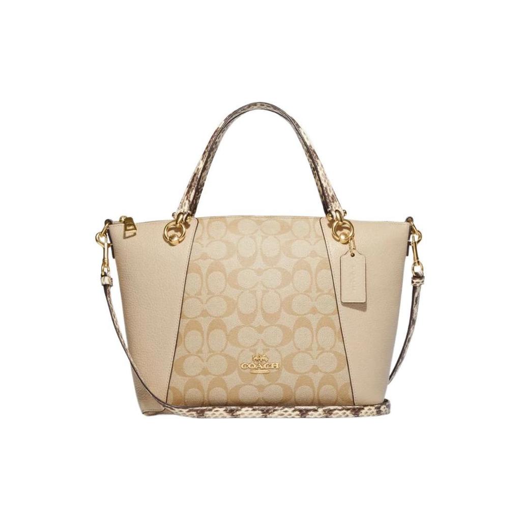 Coach Kacey 25 Classic Monogram Zip Closure Coated Canvas And Leather Medium Shoulder Crossbody Bag Women handbags Khaki Ivory C7261-IMU4V