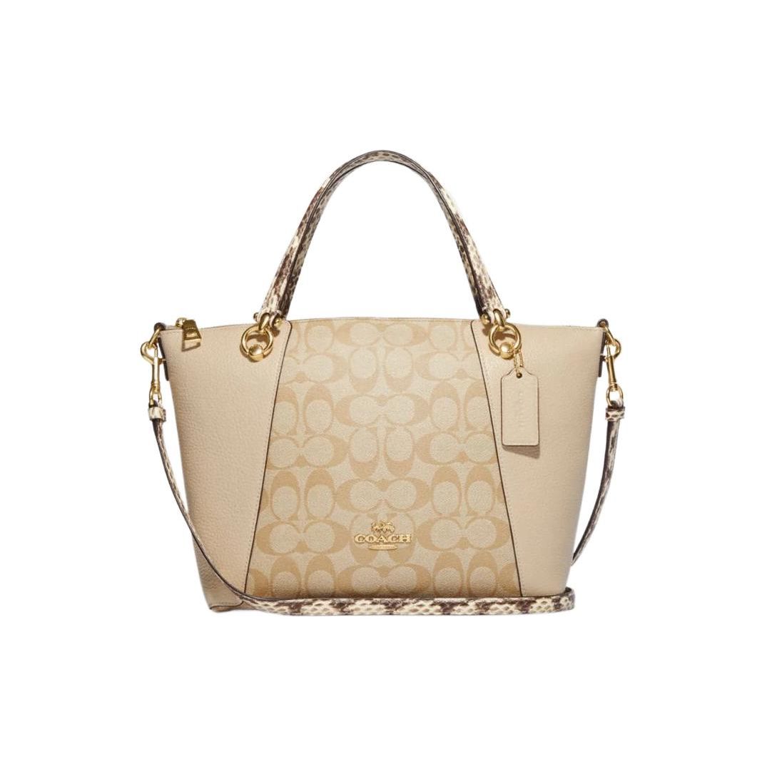 

Coach Kacey 25 Classic Monogram Zip Closure Coated Canvas And Leather Medium Shoulder Crossbody Bag Women handbags Khaki Ivory C7261-IMU4V Basic Set (Bag+Dust Bag)