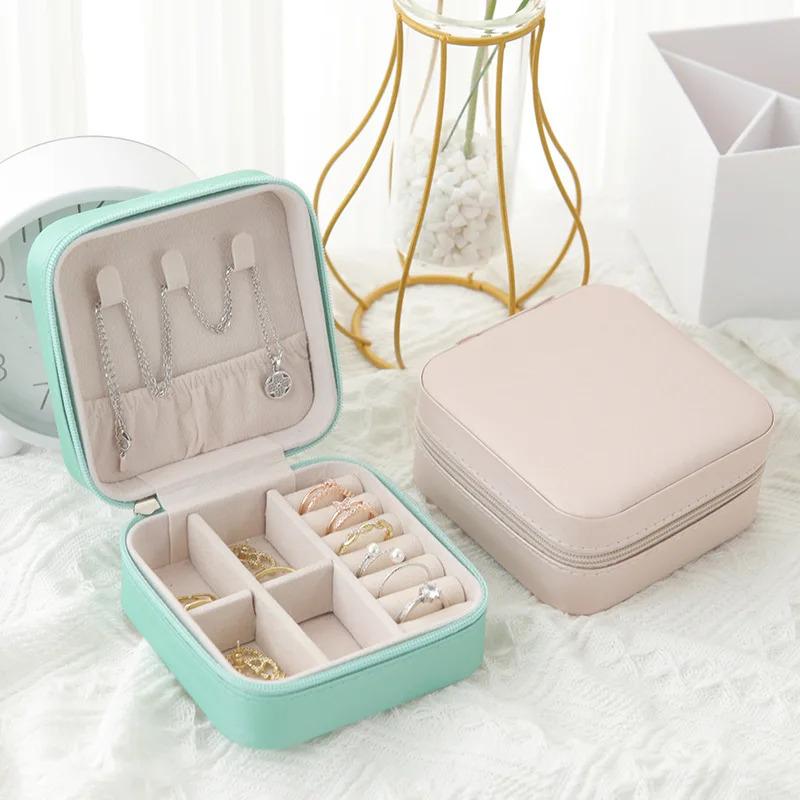 1pcs Portable Jewelry Storage Box Home Travel Earrings Necklace Ring Jewelry Box Mini Layered Jewelry Display Case
