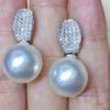 High-End And Fashionable Ocean Pearl Earrings, Set With Cubic Zirconia  Women'S  Luxurious Fashion Jewelry