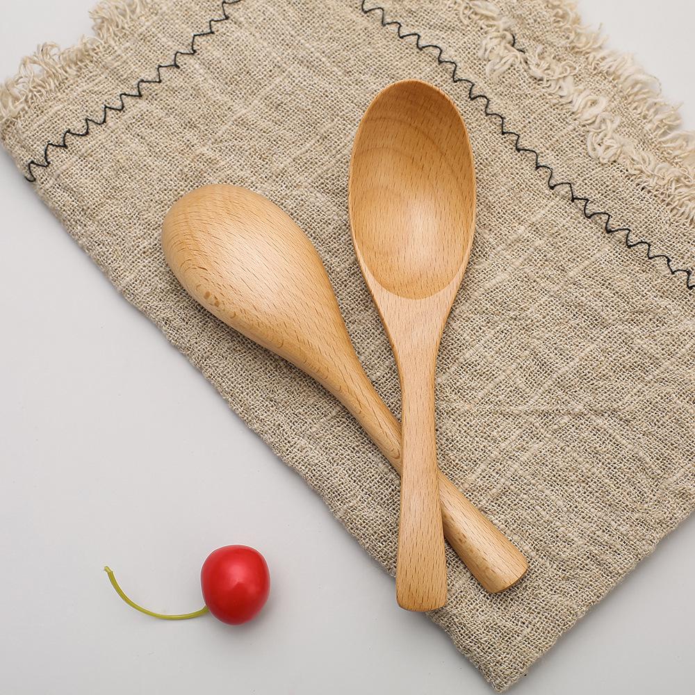 Japanese Korean Style Beech Wood Large Curved Spoon, 16cm x 4cm