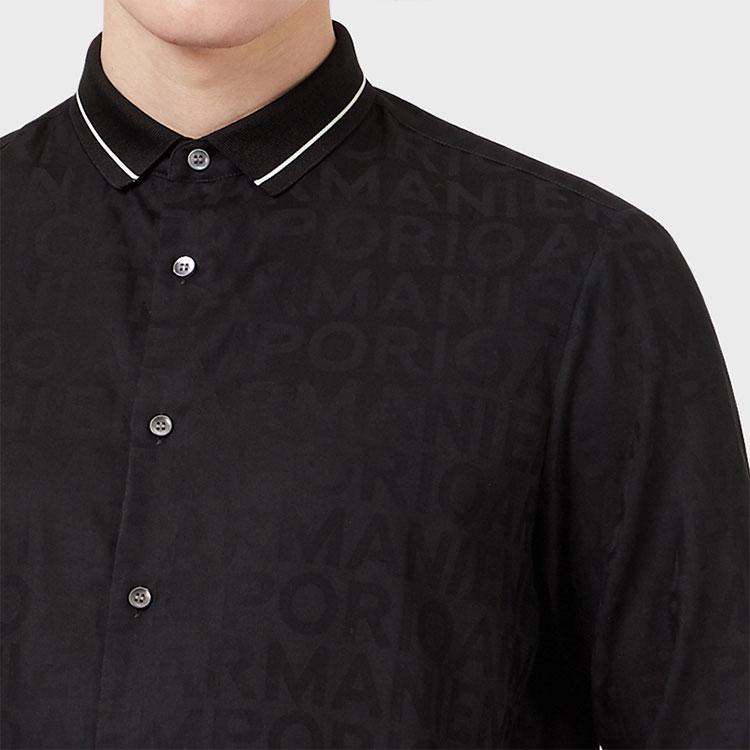 Emporio Armani Simple Solid Color Single-Breasted Long Sleeve Shirt Men shirts Navy-Blue 6K1CD2-1NI5Z-F048