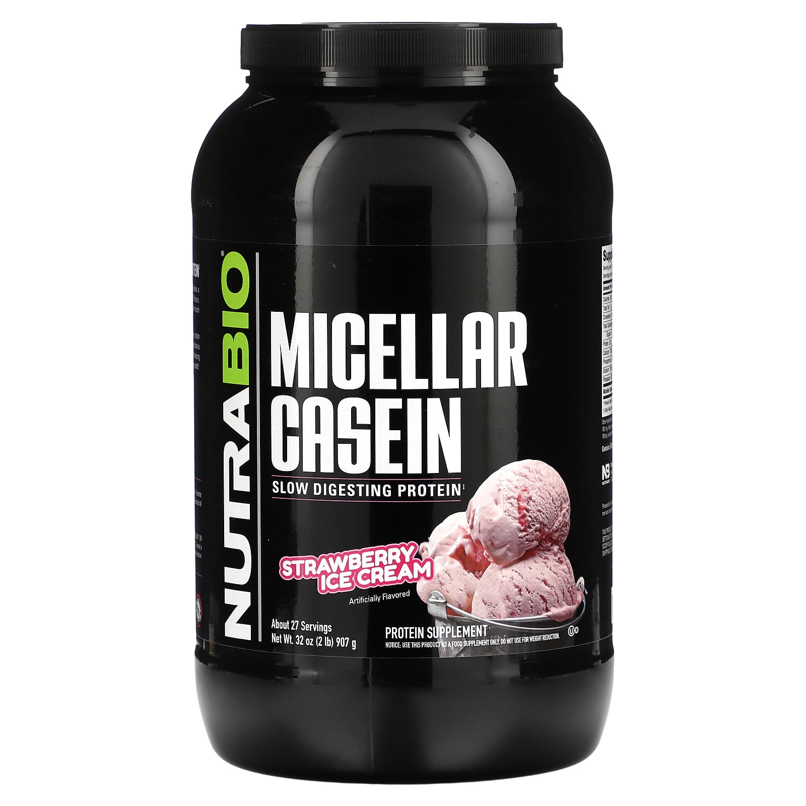 

NutraBio, Micellar Casein, Strawberry Ice Cream, 2 lb (907 g)