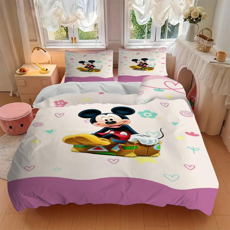 Mickey Mouse Adventure Print 3Pcs Bedding Setduvet Cover With 2 Bedropillowcase Home Birthday Gift