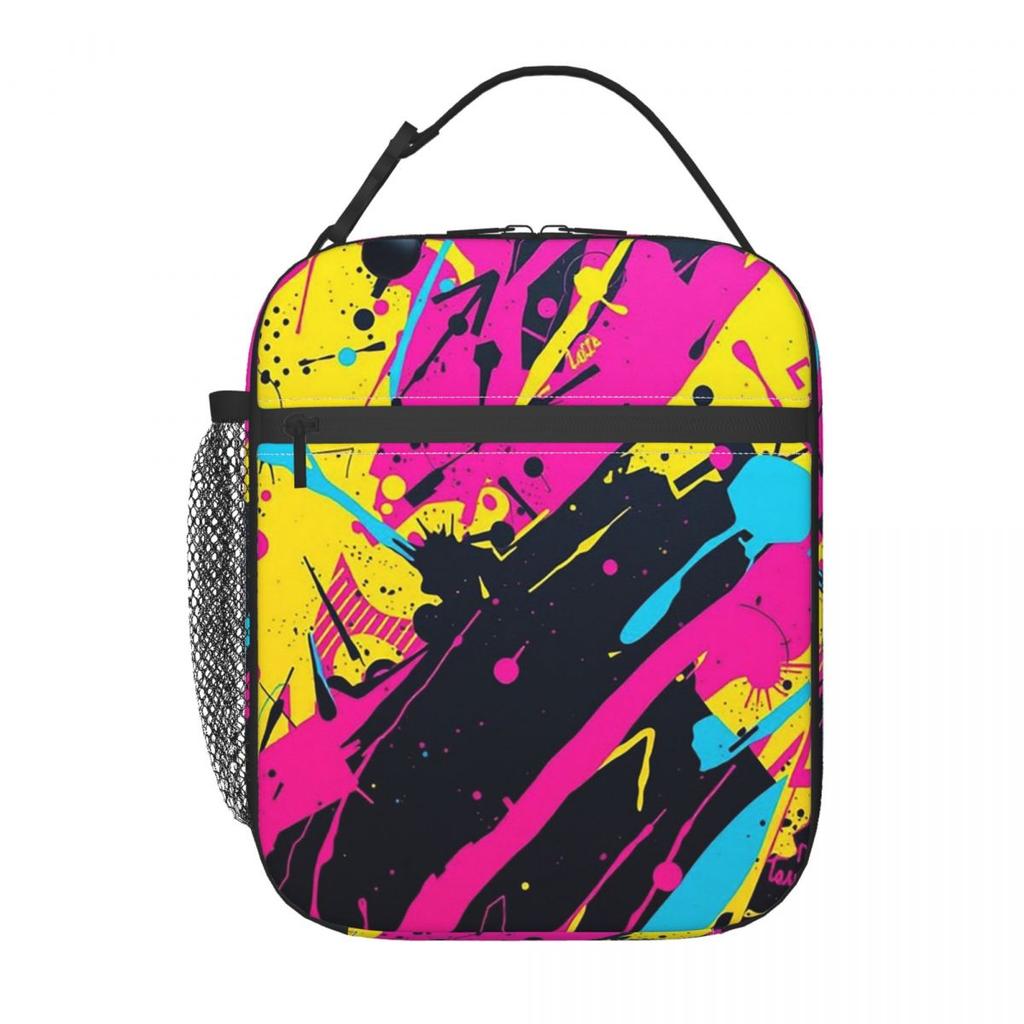 Colorful Graffiti Splashing Insulated Lunch Bag for Kids School Cooler Thermal Food Box Tote Leakproof Lunch Boxes Container