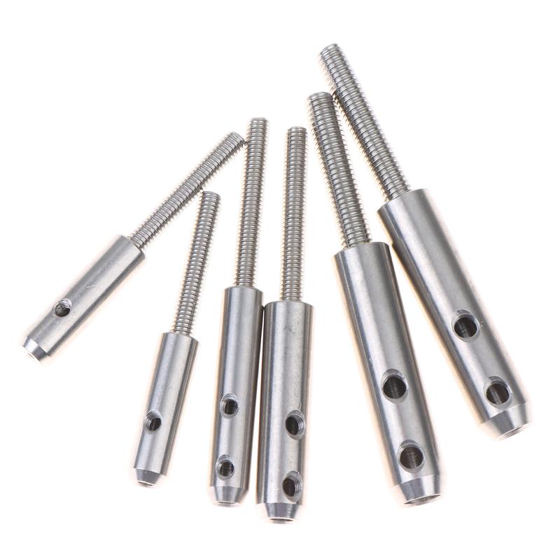 2Pcs Stainless Threaded Stud Tension End Fitting Toggle Anchor Terminal With Hexagon Bolt For 2-8Mm Wire Rope Cable Railing
